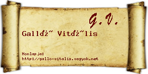 Galló Vitális névjegykártya